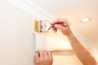 Pose de papier peint à la Lande-de-Goult — revêtements muraux et toiles de verre